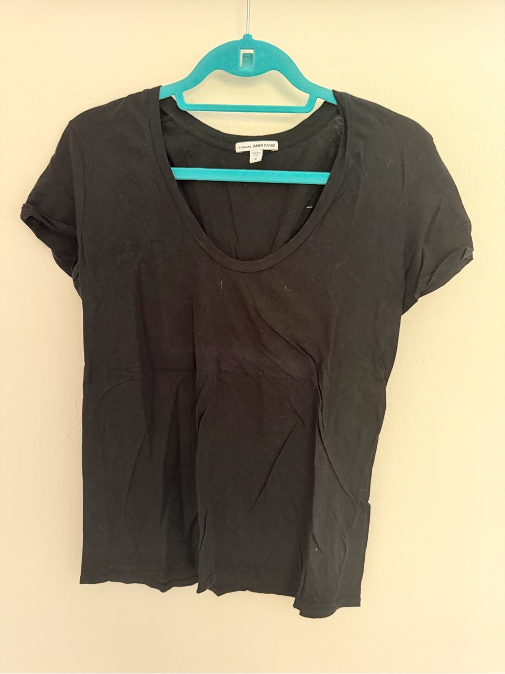 James Perse Black Scoop Neck Short Sleeve Tee